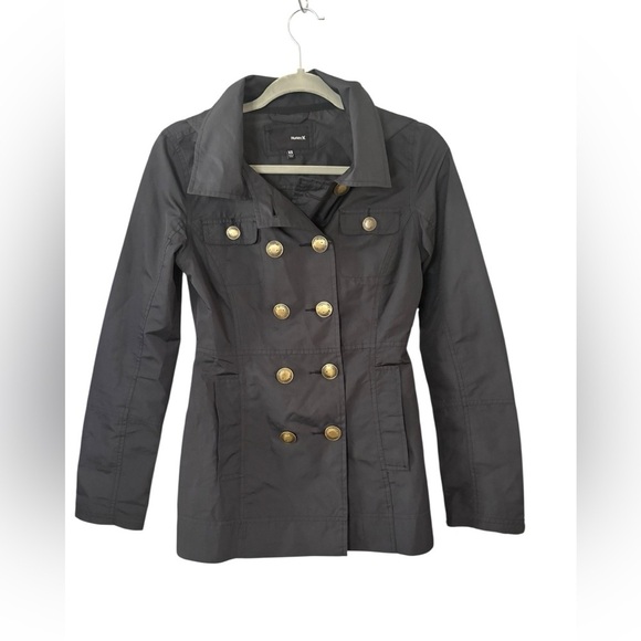 Hurley Jackets & Blazers - Hurley Black Trench Coat with Brass Buttons (NWOT)